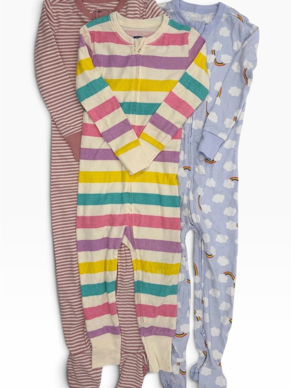 3-Pack Old Navy Kids Striped & Cloud One-Piece Pajamas - Multicolor